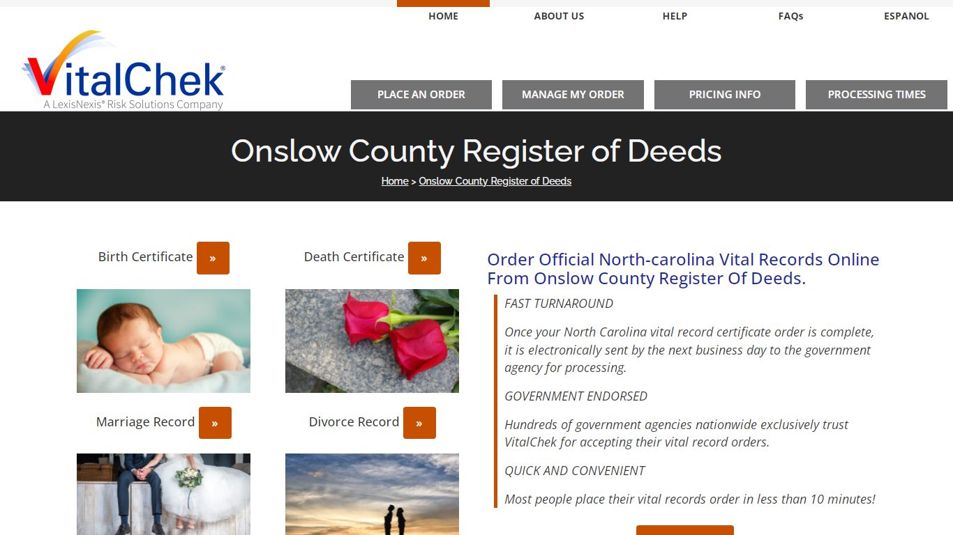 Onslow County (NC) Vital Records | Order Certificates - VitalChek